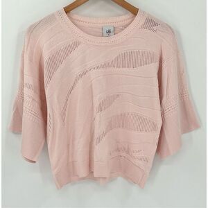 Cabi Shy Pullover Sweater Boxy Oversized Blush Zebra Pink Women XS 5631
